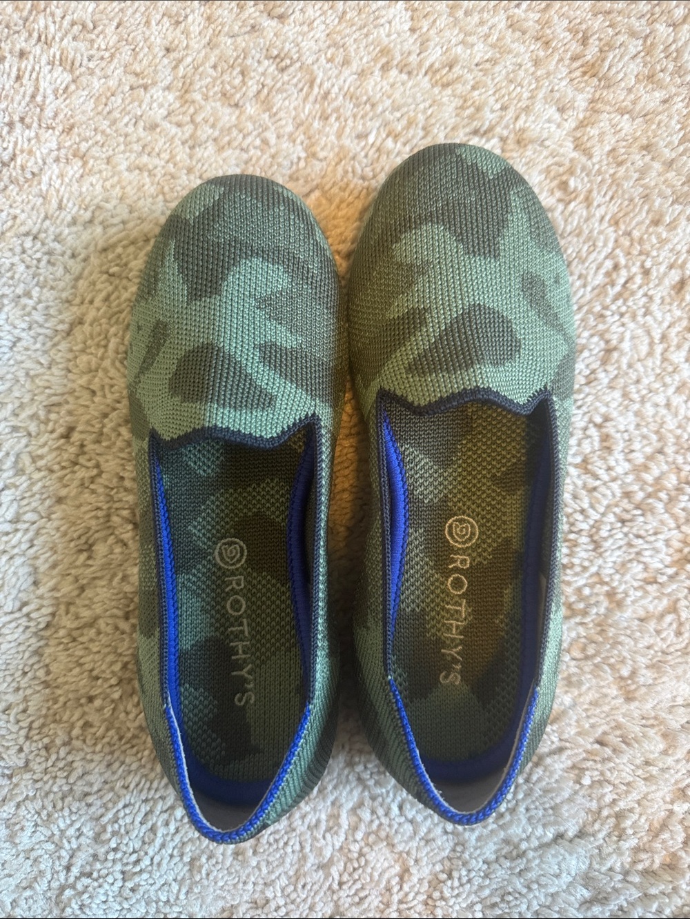 Rothy's Kids Camo Slip-Ons in Green and Dark Green